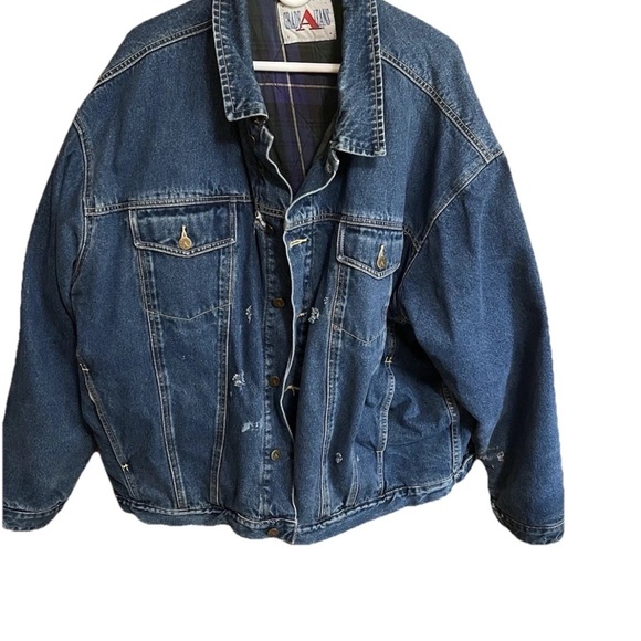 Vintage Grade A Jeans 3XL Denim Trucker Jacket - USA Heavyweight Quilted Flannel - Picture 1 of 11